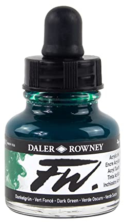 Daler Rowney Acryl Farbe FW Acrylfarbe, 29,5-ml-Flaschen, verschiedene Farben dunkelgrün
