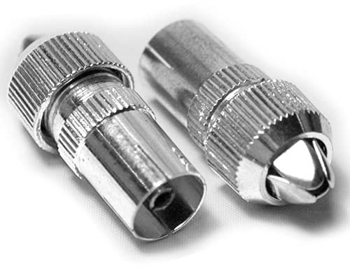 Loops 2x TV Aerial Female Connectors - Coaxial/Coax RF Cable Socket - Freeview End