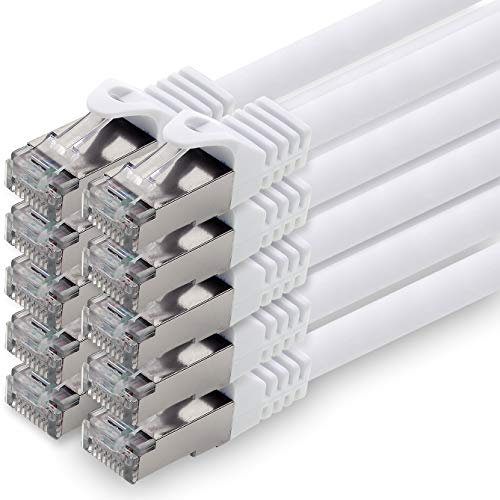 10m - blanc - 10 pièces câble réseau CAT.7 câble patch SFTP PIMF LSZH câble Gigabit Lan 10Gb s câble brut cat7 avec connecteur RJ45 Cat6a compatible avec CAT5 CAT6 cat7 cat8