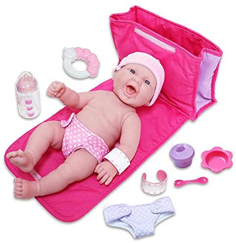 jc toys 18332 La Newborn Babypuppe Geschenkset, Rosa Windelwechsel, 33 cm