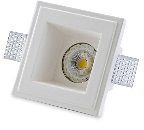 IsyLuce Fixed Flush-Mounted Square LED Spotlight Housing in Plaster GU10 12 x 12 cm
