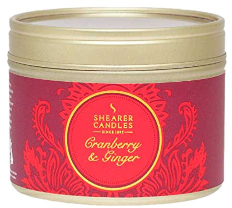 Shearer Candles Cranberry & Ginger Scented Tin Candle, Red, 6 x 6 x 4.7 cm