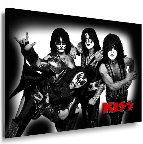 KISS Leinwandbild 100x70cm k. Poster ! Bild fertig auf Keilrahmen ! Pop Art Gemälde Kunstdrucke, Wandbilder, Bilder zur Dekoration - Deko. Musik Stars Kunstdrucke