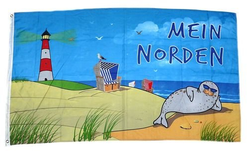 Flagge/Fahne Mein Norden Leuchtturm Robbe 90 x 150 cm