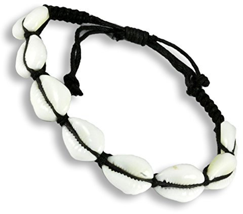Island Piercings Armband Shamballa mit Kauri Muschel längenverstellbar B135