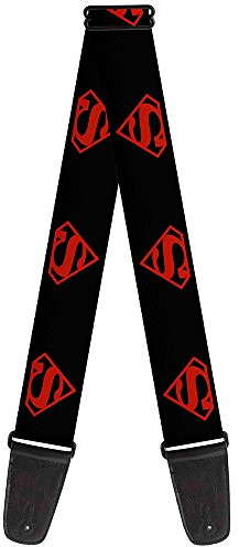 Buckle-Down Gitarrengurt Superboy Shield schwarz rot 5,1 cm breit