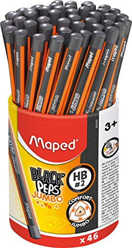 Maped 854059 Black 'Peps Jumbo olla de 46 lápices HB triangular