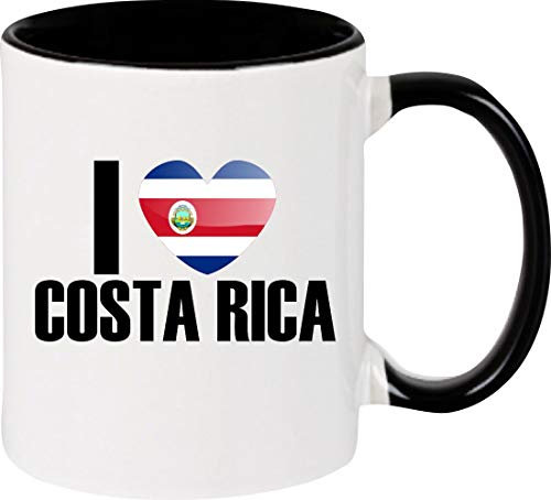 Shirtinstyle Kaffeepott, Kaffeetasse, Tasse, I Love Costa Rica, Farbe schwarz