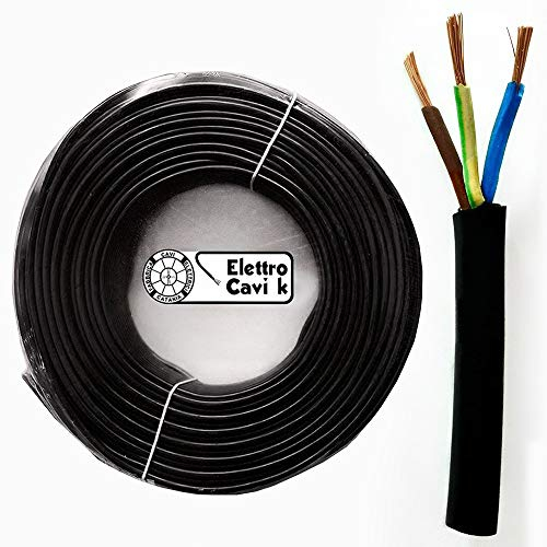 ELETTROCAVI K - CAVO ELETTRICO H07RN-F 3G1 mm² IN GOMMA NEOPRENE SUPER FLESSIBILE USO INTERNO/ESTERNO TRIPOLARE 3 POLI CPR 0,6/1 kV IEMMEQU PROFESSIONALE MADE IN ITALY 10 METRI