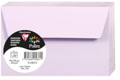 Clairefontaine 5861C - Packung mit 20 Umschläge Pollen, 90 x 140 mm, 120 g, ideal für Einladungen und Korrespondenz, Flieder, 1 Pack