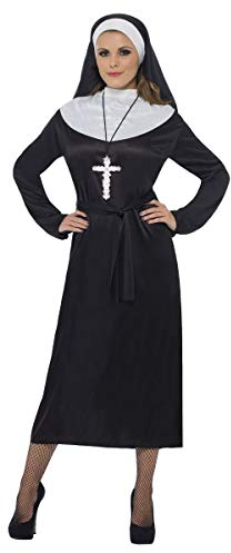 Smiffys Nonnenkostüm, Schwarz, mit Kleid, Gürtel & Kopfbedeckung