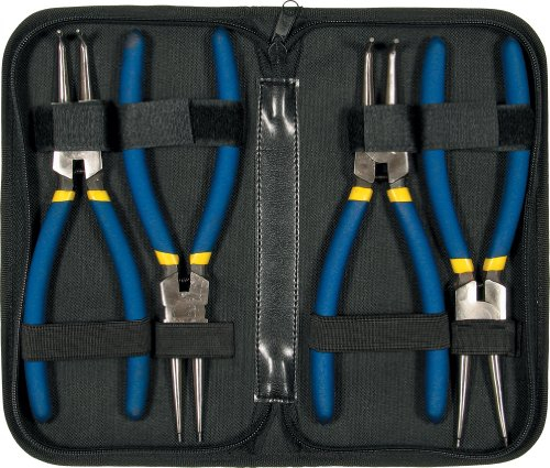 Sprengringzangen-Satz L300 mm XL Seegeringzange Set mit 90° abgewinkelte und gerade Spitze Sicherungszange für Außensicherungsringe und Innensicherungsringe 4-tlg.