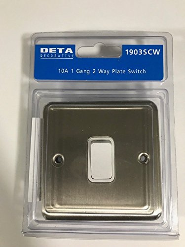 Deta 1903SCW/ 1 Gang 2 Way/Satin Chrome with White Insert