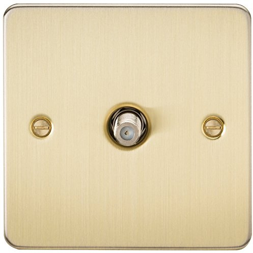 Knightsbridge FP0150BB Brushed Brass FPAV0150BB Flat Plate 1G Sat Tv Outlet (Non-Isolated)