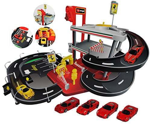 Bburago Parkhaus Spielwelt - Inklusive 4 Modellautos - riesige 85x69x43 cm 1/43 Modell Auto mit individiuellem Namen