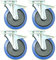 4 Stück 200mm Blue Wheels Lenkrollen mit Feststellbremse/Bremse FS Transportrollen Elastik Blau 350kg / Rad - INDUSTRIEQALITÄT (4 x Brems)