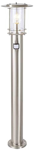 Brilliant Lampe York Außenstandleuchte Bewegungsmelder edelstahl | 1x A60, E27, 40W, g.f. Normallampen n. ent. | IP-Schutzart: 44 - spritzwassergeschützt | Mit einstellbarem Bewegungsmelder