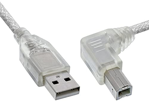 InLine 34521R USB 2.0 Kabel, A an B, rechts abgewinkelt, transparent, 3m