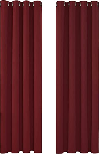 Deconovo Verdunkelungsvorhänge Thermovorhänge Gardinen Vorhänge mit Ösen Fensterdeko Vorhänge, 245x140cm(HöhexBreite), Rot, 2er Set