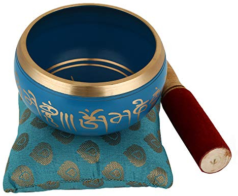 Zap Impex ® Tibetische Meditation Om Mani Klangschale Kissen Schlägel 10,2 cm blau