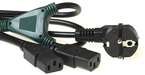 ACT Netz Y Kabel, Kaltgerätekabel 1m, 1x Schuko CEE 7/7 auf 2X C13 Kabel– AK5050