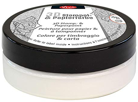 Viva Decor®️ 3D Stempel- & Papier-Farbe (Weiß, 50ml) Stempelfarbe für Papier, Karton, Stempelkissen - Bastelfarbe für Hochzeit, Scrapbook, Kinder uvm.