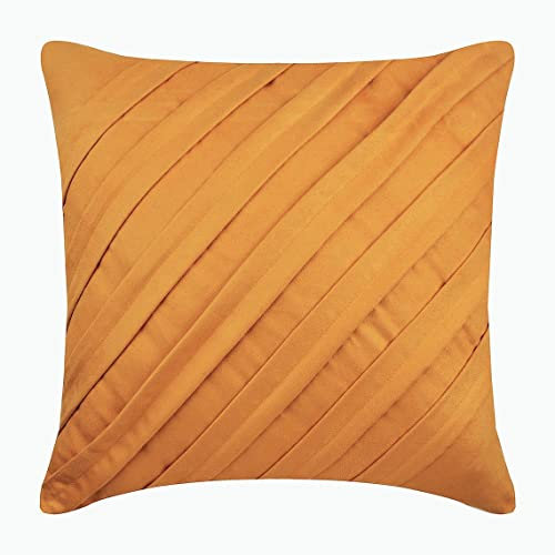 The HomeCentric Senfgelb Kissen Decken, Strukturierter Biesen Solid Color 50x50 cm Wurfkissenbezug, Zeitgenossisch Dekouberwurf Kissenbezuge, Platz Faux Veloursleder - Contemporary Mustard Yellow