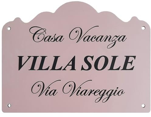 GUIZZO Creart - Targa Personalizzata con Nomi/Via in Ceramica, Targhetta Personalizzata Modificabile con Fori, Targhetta Porta Ingresso con Numero Civico Esterno Made in Italy 20x15H cm Marrone Chiaro