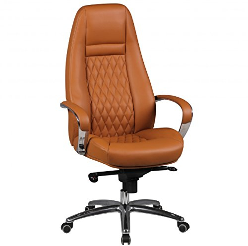 KADIMA Design Bürostuhl Madrid Echtleder Caramel Chefsessel Schreibtischstuhl Leder