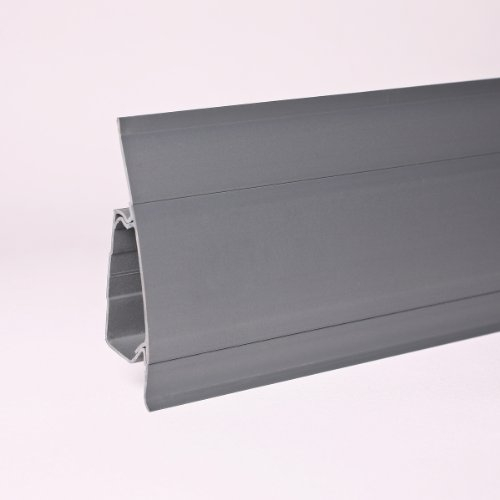 25 Meter Kunststoffsockelleiste Duo-Soft Flexleiste 64mm grau All Inclusive Paket