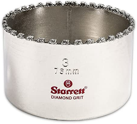 Starrett Diamond Grit Hole Saw - Ideal for Drilling Small Diameter Holes - 3 Diameter, 1-5/8 Cutting Depth, 5/8-18 Thread Size, XA2/XA10 Arbor Type, Silver - KD0300-N