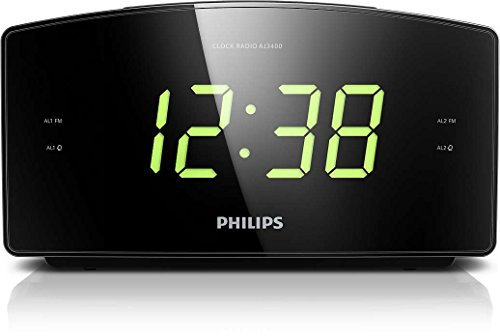 Philips Audio AJ3400 Radio-Réveil avec écran, Radio FM numérique Standard Noir