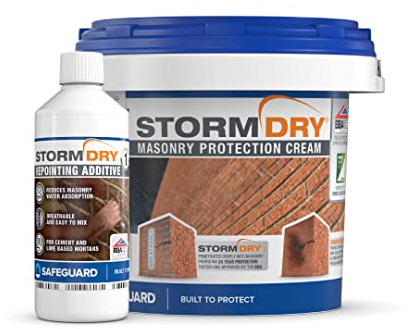 Stormdry Masonry Waterproofing Cream 3L + Stormdry Repointing Additive I - BBA Approved Brick Sealer - 25 Year Protection Against Penetrating Damp
