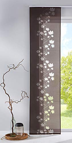 Gardinenbox Moderner Flächenvorhang Schiebegardine aus hochwertigem Ausbrenner-Stoff mit Klettband, Braun Leaf, 2 Stück 245x60 (HxB), 856100