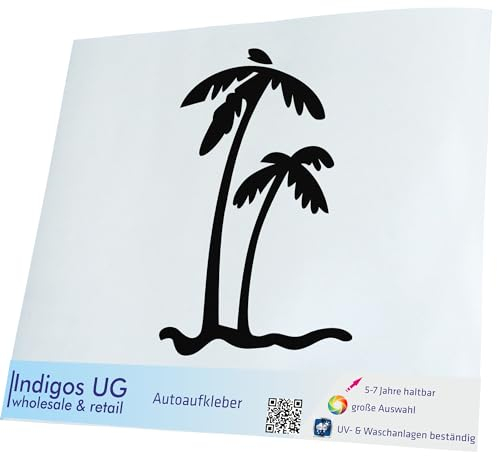 Indigos UG Auto Aufkleber Auto - 120x90 mm - Palmen - schwarz - konturgeschnittener Autoaufkleber ohne Hintergrund - selbstklebender Sticker für Auto, Fenster, Bus oder LKW - UV-beständig & wetterfest