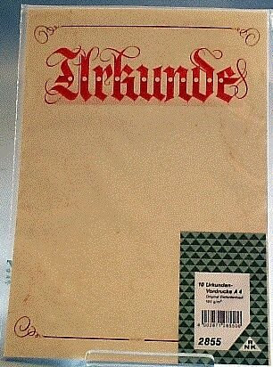 RNK Verlag Urkunde Aufschrift Urkunde (Elefantenhautpap