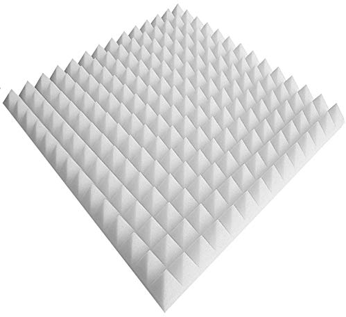 4 x Pyramiden-Schaumstoff, Platten je ca. 50x50x5cm, Weiss Schaumstoff Noppenschaum, Profil, Schallschutz, Akustik