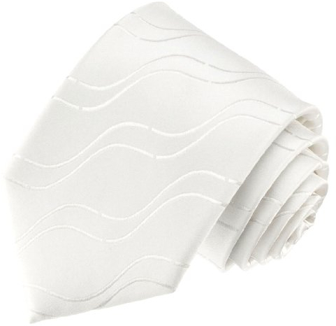 Lorenzo Cana - Marken Krawatte aus 100% Seide jacquard gewebt weiß Wellen Linien Ton in Ton - Hochzeit Trauung Anwalt - 77162