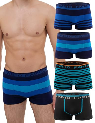 Fabio Farini 4er-Pack Seamless Boxershorts Unterhosen Männer | Microfaser, Nahtlose Retroshorts für Herren im Multi-Set
