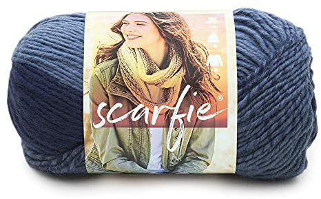 Lion Brand Yarn Scarfie - Strickgarn für Schals One Size Denim/Marineblau