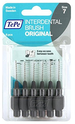 Tepe interdental brushes in blister pack, 1.3 mm, grey, Pack of 3 x 6 pieces