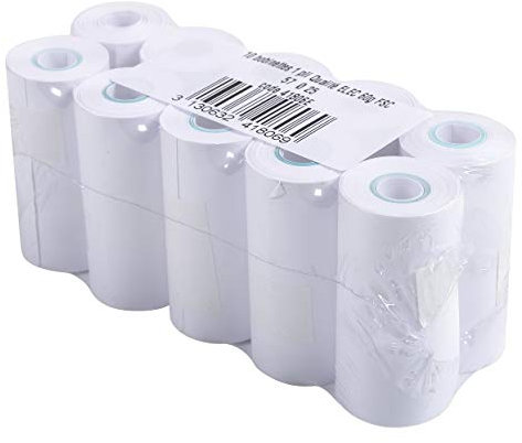 Exacompta - Réf. 41806E - Lot de 10 bobines sans mandrin pour machines à calculer - largeur 57 mm x diamètre 25 mm - 1 pli offset extra-blanc 60g/m² - Métrage (+ ou - 2m) : 6,5 m