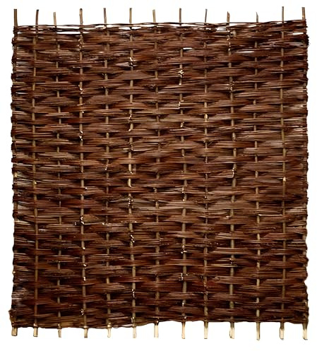 Papillon Premium Weave Willow Hurdle Woven Wicker Wattle Garden Fence Panel in Brown (1.8m x 1.8m)