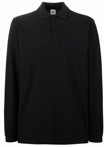 Fruit of The Loom Mens Premium Long Sleeve Polo Shirt (L) (Black)