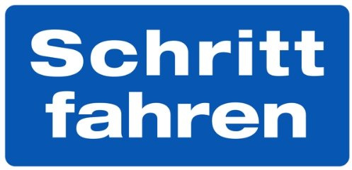 LEMAX® Hinweisschild, Schritt fahren Alu geprägt blau/Schriftfarbe: weiß 350x170mm
