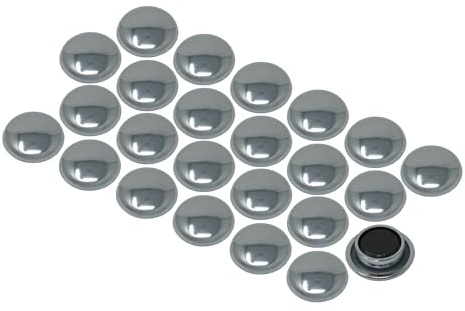 Medium Silver Planning Office Magnets for Fridge, Whiteboard, Noticeboard, Filing Cabinet - Pack of 120