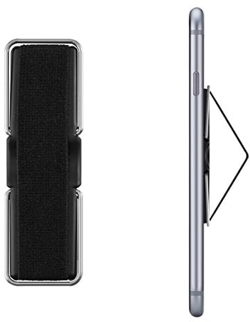 kwmobile Support autoadhésif pour Smartphone - Accessoire Doigt pour téléphone Portable - Sangle poignée élastique Dos Smartphone - Noir