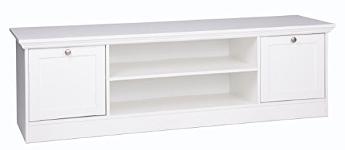 Landhaus TV-Board (B/H/T: 160 x 48 x 45 cm) weiß, Möbelgriffe antik