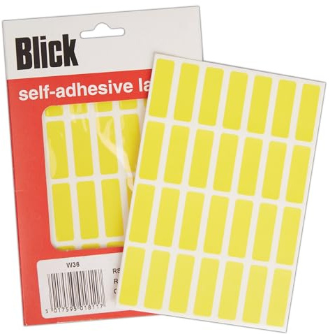 Blick Labels, Yellow, Self Adhesive Stickers, Rectangular, 12mm x 38mm, 896 Labels, for Home, Office, Family, School, Letters