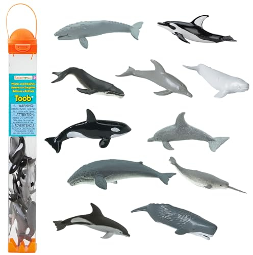 Safari Ltd. - Wale und Delphine Toob 694704 -12 Handbemalte Sammelfiguren in Tube